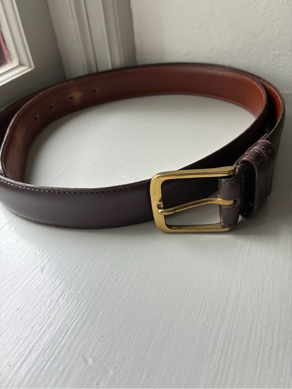 Vintage Coach Leather Belt 5800 USA Made Solid Brass Mocha Size 42 105cm